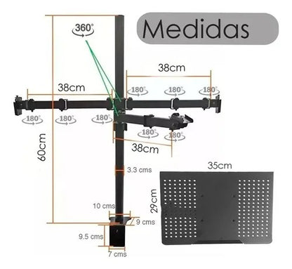 Soporte doble monitor y PC